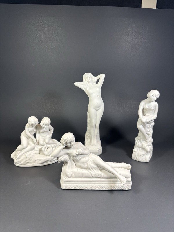 Vintage Bisque Poecelain Nude Figurines Lot of 4 Made In Japan