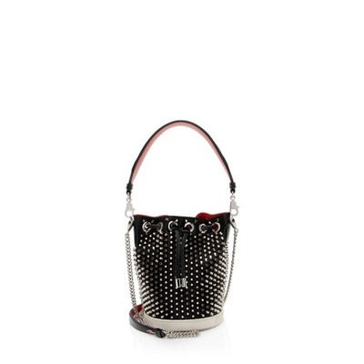 Christian Louboutin Leather Spiked Marie Jane Bucket Bag