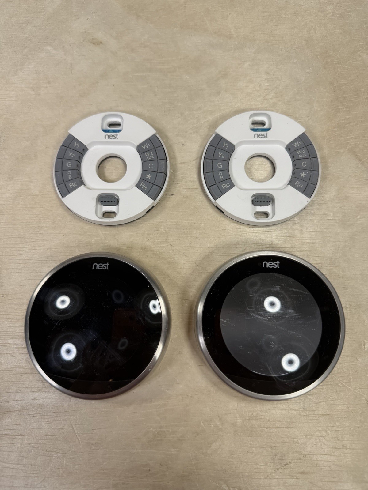 Nest Programmable 3rd Gen Thermostats LOT OF 2 A0013 Stainless Steel w/ Backs