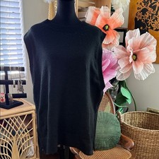 H M Black Knit High Low Sleeveless Sweater Vest Top