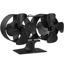 PYBBO Double Motors Wood Stove 8 Blades Small Size Fan, Silent Heat Warm Air ...