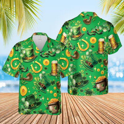 Happy St. Patrick's Day Hawaiian Shirt Shamrock Irish Party Gift