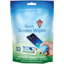DUST-OFF FALDTSW32M Touch Screen Wipes, Individual, 5"Wx6"L, White, PK 32