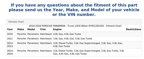 2010-2016 PORSCHE PANAMERA - Trunk LOCK Motor 97051205303 - Bild 5 von 5
