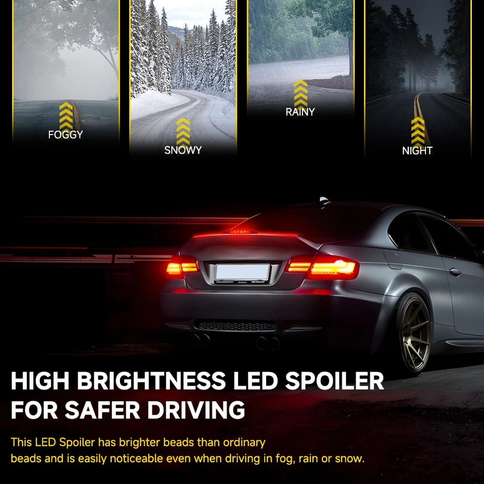 Carbon Fiber LED Spoiler Tail Turn Light Decoration Length Adjustable Universal Foto 3 de 4