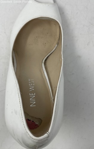 Nine West Womens Puff White Peep Toe Slip-On Stiletto Pump Heels Size 10M - Bild 6 von 8