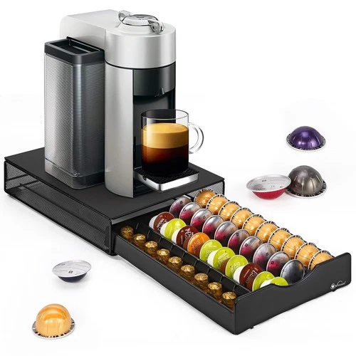 Coffee Capsule Drawer Tray 40-Capsule Storage Organiser Non-Slip – Black