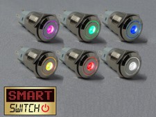 SmartSwitch 12V/24V 3A CHROME Metal Latching ON/OFF DOT LED Button Switch