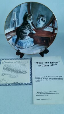''Who's The Fairest Of Them All'' Victorian Cat Capers Porcelain Collectors Plate