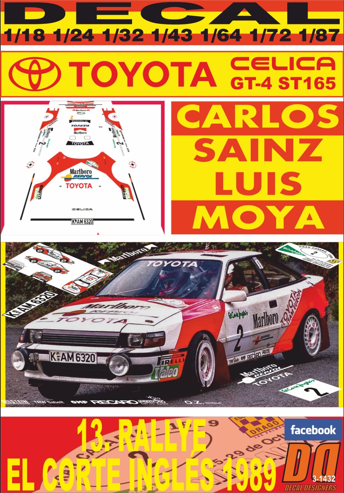 Décalcomanie Toyota Celica GT4 ST165 - A.Schwarz Racing 1990 - 7ème Rallye - Neuf