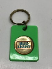 Bud Light Keychain Vintage 80’s 90’s Green Plastic With Key Ring (USA Made)