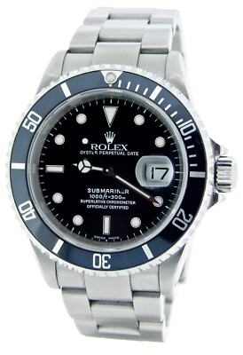Rolex Submariner 16610 Mens Stainless Steel Watch Black Dial Bezel Date Sub SEL