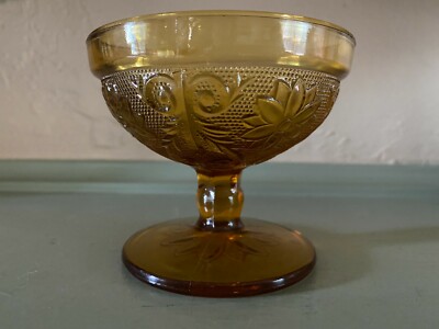 Vintage TIARA Amber Sandwich Glass Champagne Sherbert Indiana 51487 Glass
