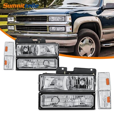 2X Headlights W/ Bumper & Corner Lights For 1988-1993 Chevy C/K 1500 2500 3500 - Foto 2