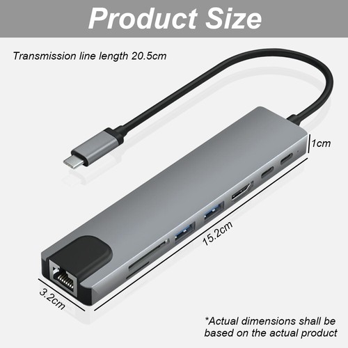 Type-C to USB 4K HDMI Adapter SD TF Card Reader HUB Combo MacBook Pro 8 in 1 - Picture 10 of 15