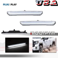 Clear White LED F/R Side Marker Lights For 20-24 GMC Sierra 2500 3500 Denali AT4