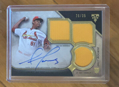 Alex Reyes 2017 Triple Threads Triple Relic Rookie Autograph SP #25/35 Cardinals