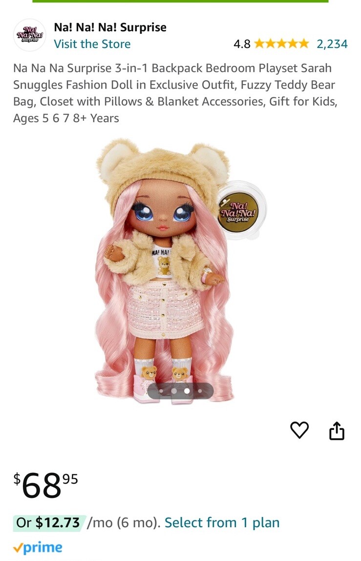 Na Na Na Surprise 3-in-1 Backpack Bedroom Playset Sarah Snuggles Fashion  Doll