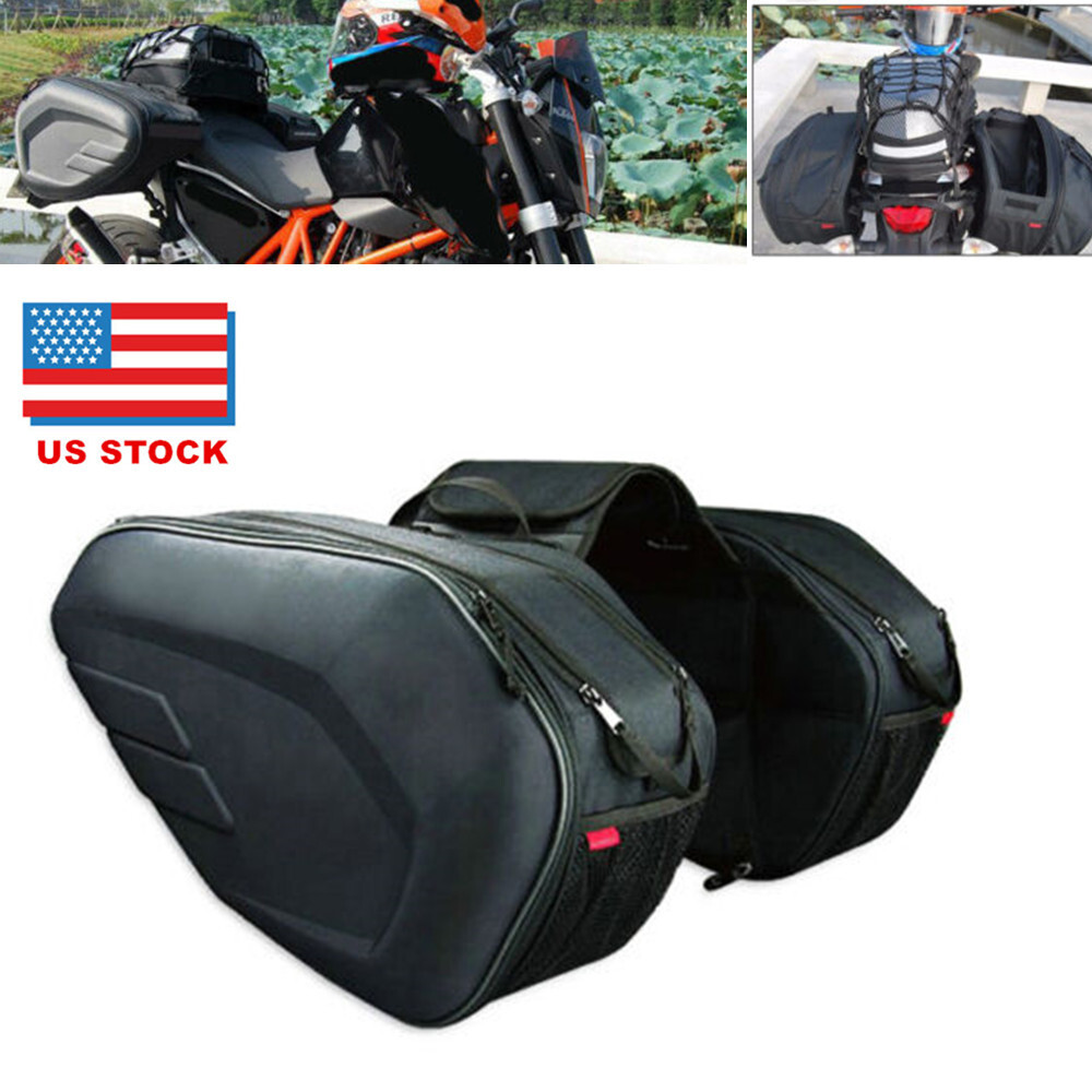 Motorcycle Saddle Bag Pannier Bag Dirt Bike Luggage with Cover Large