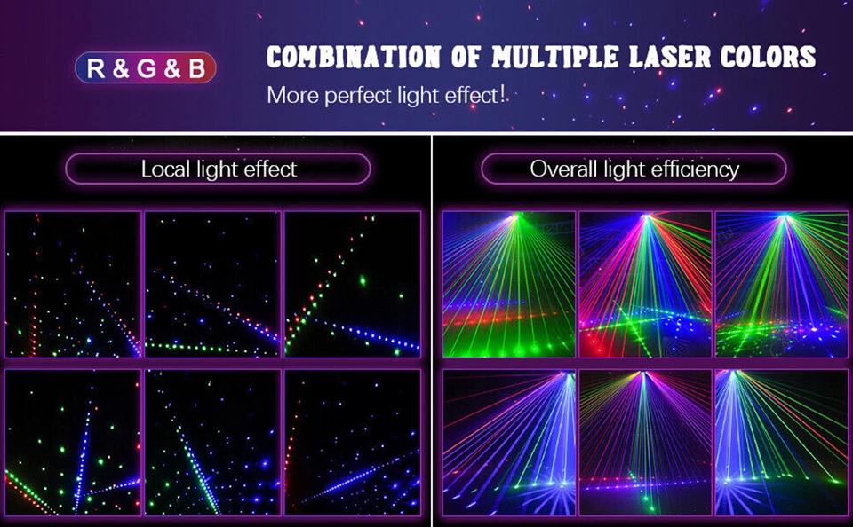 Laser Projector RGB DMX Strobe Stage Light LED Bar DJ Disco Party Show Lighting - Image 3 of 4
