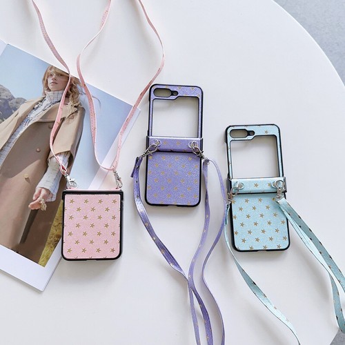 Coque Etui Antichoc Pour Samsung Galaxy Z Flip5 Flip4 Flip3 Cuir Longe Cordo Dur - Photo 3 sur 17