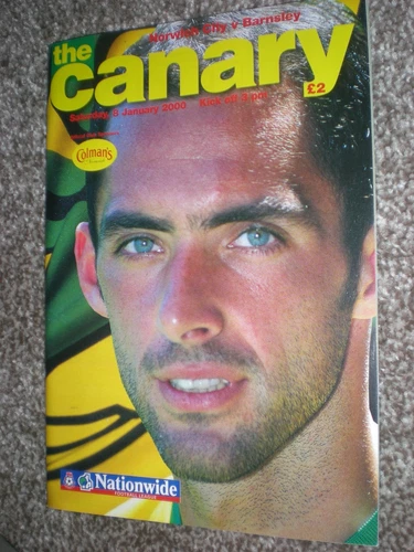 NORWICH CITY v BARNSLEY, 8th JANUARY 2000, NO WRITING, MINT CONDITION.
