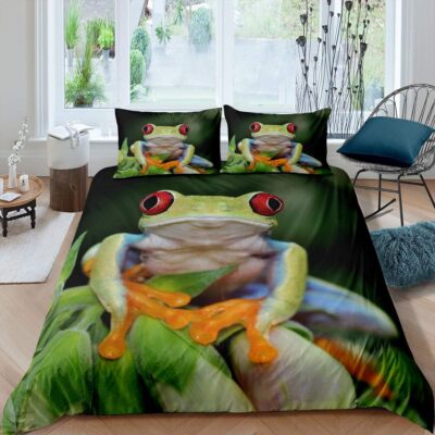 Geschenk Bettwäsche Set Niedliche Laubfrösche Kissenbezüge80x80 Bettbezug135x200