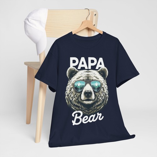 Papa Bear Wearing Sunglasses Dad T-shirt - Cool Father's Day Novelty Graphic Tee - 第 33/39 張圖片