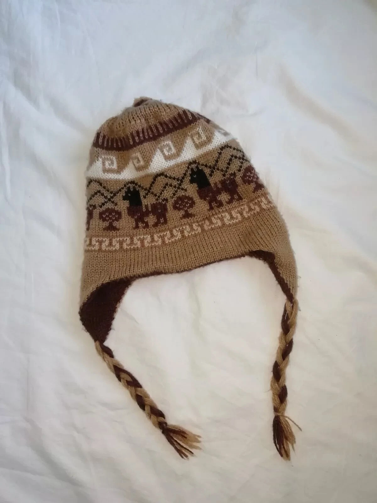 Genuine Alpaca wool hat beige/brown Peru, size 48 49 50 51 52 53 wool hat beanie
