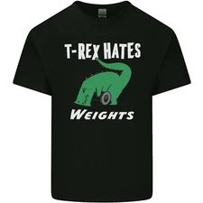 T-Rex Hates Weights Funny Gym Training Top Mens Cotton T-Shirt Tee Top