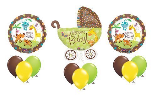 1 X Fisher Welcome Baby Shower Stroller Jungle Animal Pram Balloon Bouquet For Sale Online Ebay
