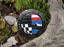 VINTAGE ENAMEL AUTOMOBILE CAR BADGE # PORSCHE DAYS ZELL AM SEE KAPRUN AUSTRIA 12