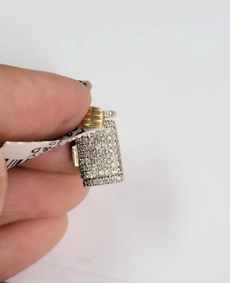 10K Yellow Gold Diamond Box Clasp Accessory 7.5MM Pave Set Double
