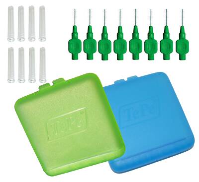 TePe Interdentalbürsten grün 0,8 Reise SET + 2 Reiseetuis Hygienebox Urlaub NEU