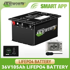36V/48V 105Ah Golf cart LiFePO4 Lithium Battery 200Amp BMS 15000+ Deep Cycle US