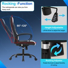 Office Chair PC Gaming Chair Ergonomic PU Leather Executive Chair Lumbar Support 3