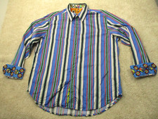 Robert Graham Long Sleeve Button Up Shirt Mens XL Multicolor Flip Cuff Striped