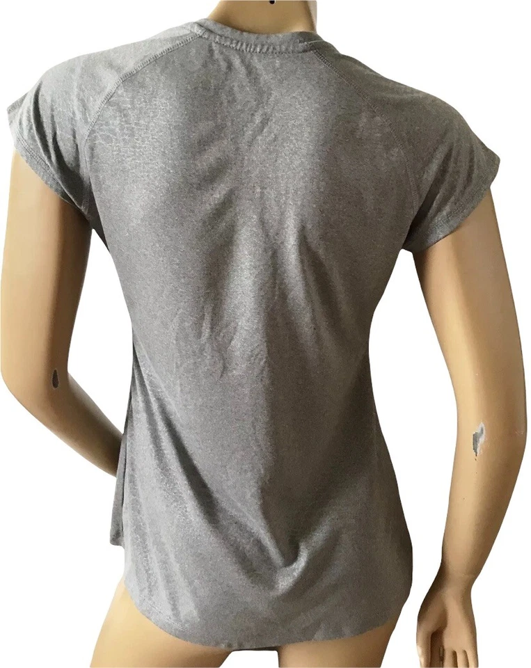 Camiseta deportiva de manga corta gris brillante talla mediana AVIVA para mujer cuello en V Foto 3 de 4