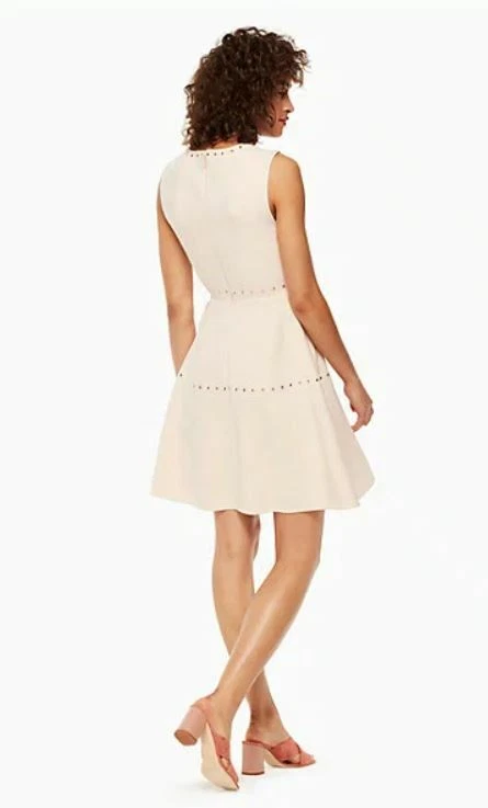 Abito Kate Spade New York in crepe con borchie e linea a taglia 2 nuovo con etichetta