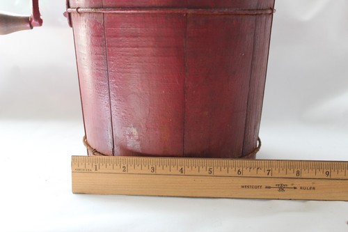 Antique Red Wood Hand Crank Rare 1 Qt Ice Cream Maker complete works - Picture 18 of 19