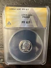 1964 10C PF 67 Proof ANACS Certified Roosevelt Dime 10 Cent Coin 90% Silver