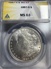 1887 O MORGAN SILVER DOLLAR! BEAUTIFUL UNC Coin! WOW! ANACS MS 63! MORE RARE!