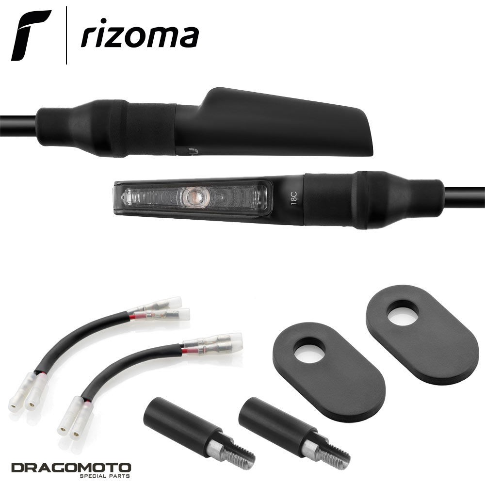Clignotants CORSA Rizoma pour Triumph Trident 660 en aluminium noir avec technologie LED haute vision