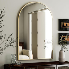 Arched Wall Mirror 24"X36" Arch Bathroom Mirror, Gold Metal Frame Vanity Mirro