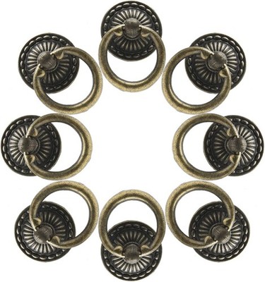 Murtenze 12 Pieces Antique Bronze Drawer Ring Pulls, Vintage Bronze, Round 