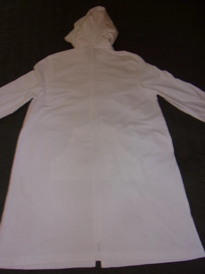 Lands' End Cover Up White Boho Swim Full Zip Hoodie Beach Casual Women's L/P - Image 2 of 4