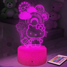 Kitty Night Light for , Kitty Lamp Girl Cute Cat Night Light 16 Colors Dimmab...