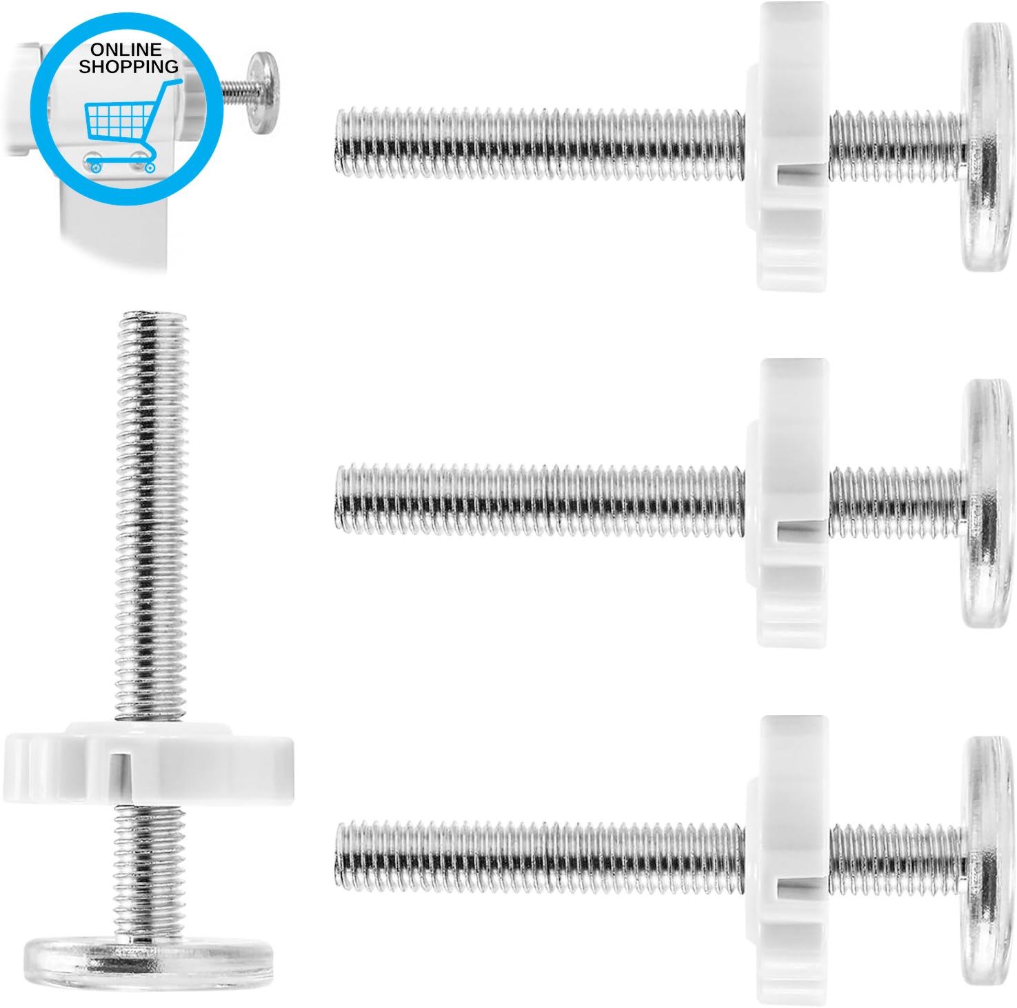 4 Pcs Stair Gate Pressure Fit Spares Set,M10 Threaded Spindle Rods Stairgate Pre