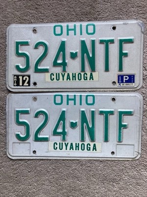 Pair of 1988 Ohio License Plates - 524 NTF  - Nice!