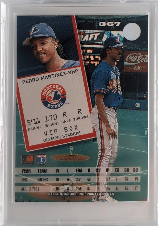 Donruss Pedro Martinez 1994 #367 exposiciones autografiadas Foto 2 de 2